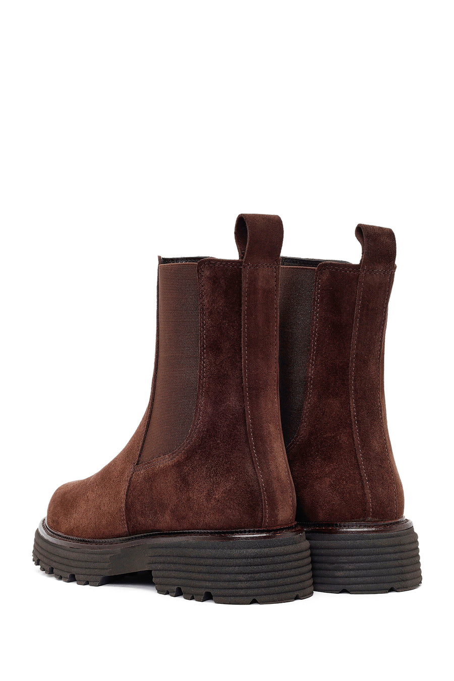 Woman Brown Thick-Soled Suede Chelsea Boots