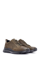 Men's Khaki Lace-Up Nubuck Leather Sneaker | Derimod