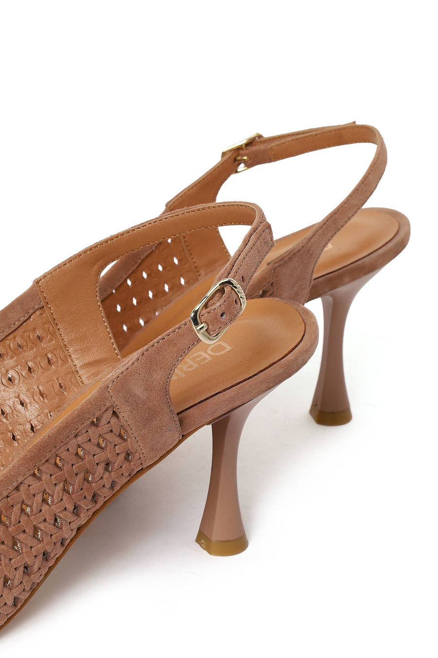 Woman Brown Backless Patterned Suede Leather Stiletto-Heel Shoes