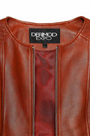 Irina Women's Brown Judge Collar Leather Jacket | Derimod