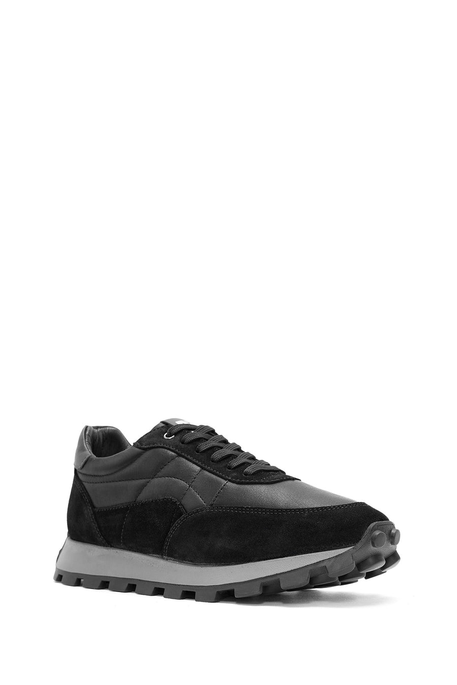 Men's Black Lace-up Leather Sneaker
