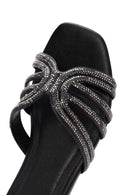 Women's Black Faux Leather Slippers | Derimod