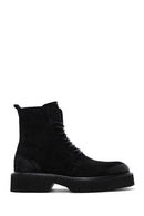 Men's Black Suede Leather Zippered Boots | Derimod