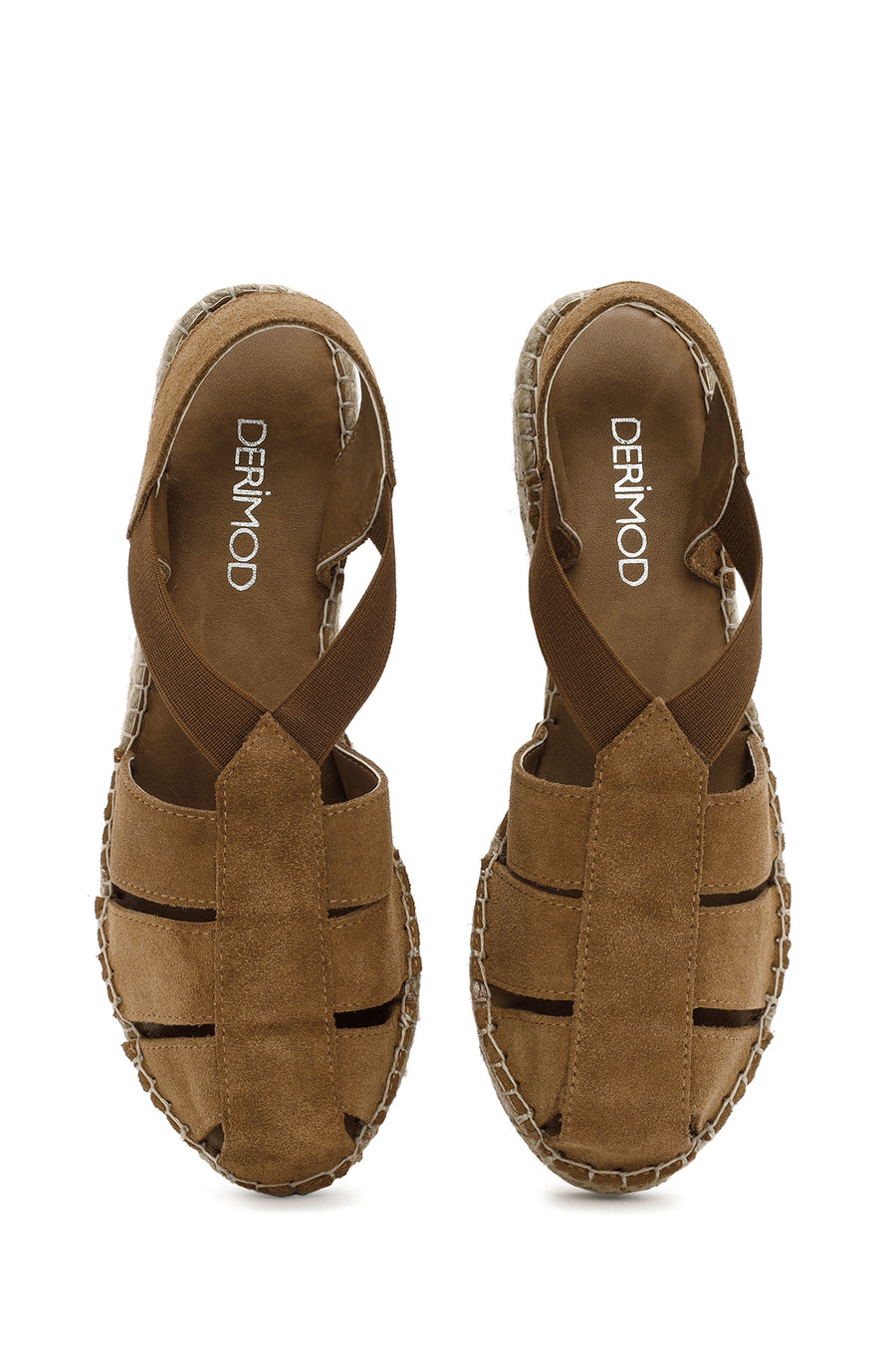 Women's Tan Suede Leather Espadrille Sandals