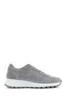 Women's Anthracite Suede Leather Sneaker | Derimod