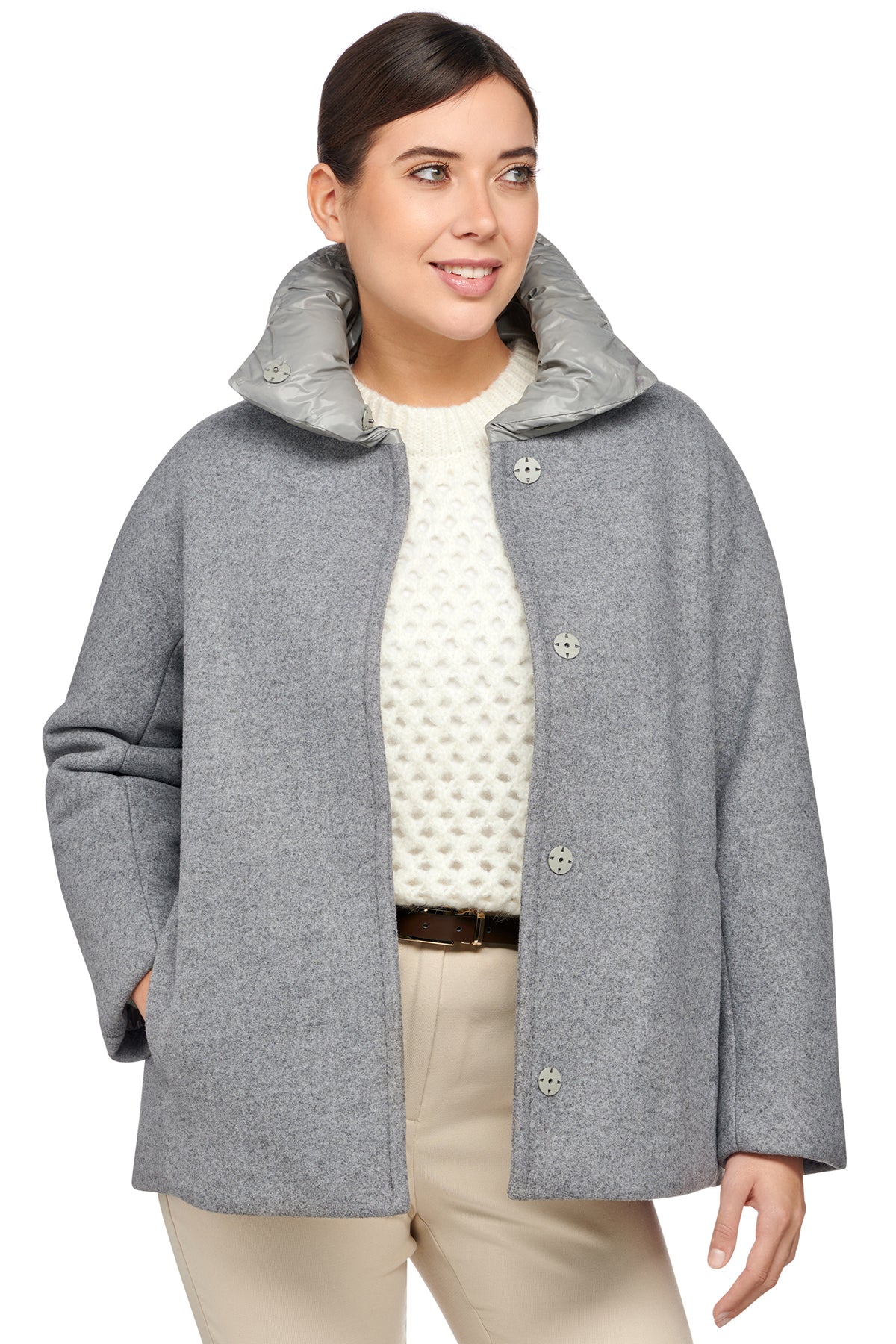 Geox Women's Gray Diamanta Coat W4615ET3116F1019 | Derimod