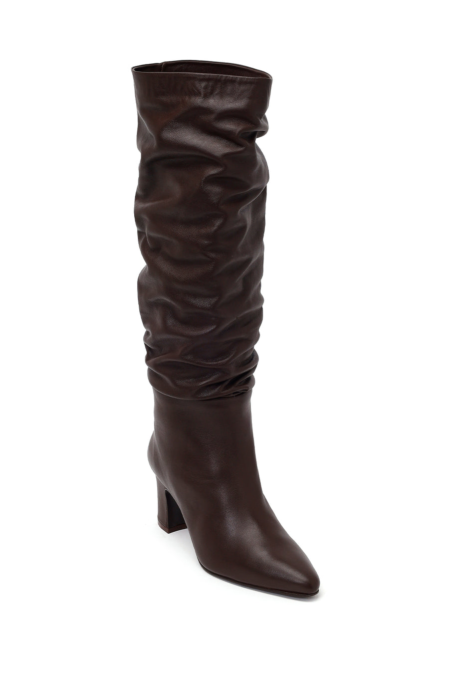 Woman Brown Thick-heeled Leather Boots