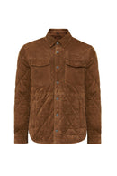 Kante Men's Camel Shirt Collar Suede Leather Coat | Derimod