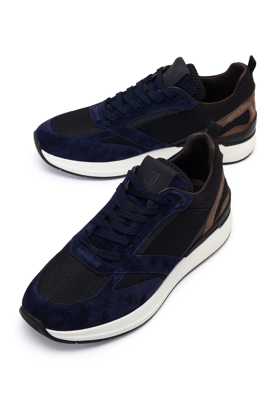 Erkek Lacivert Bağcıklı Deri Casual Sneaker