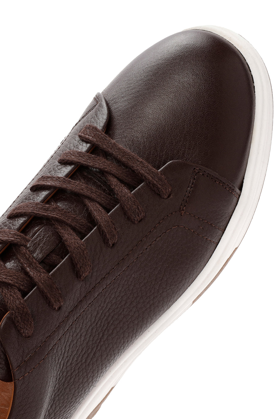 Erkek Kahverengi Bağcıklı Kalın Tabanlı Deri Sneaker