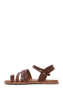 Kadın Kahverengi Bilekten Bağlamalı Parmak Arası Deri Bodrum Sandalet | Derimod