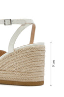 Kadın Beyaz Bilekten Tokalı Dolgu Topuklu Espadril Sandalet | Derimod