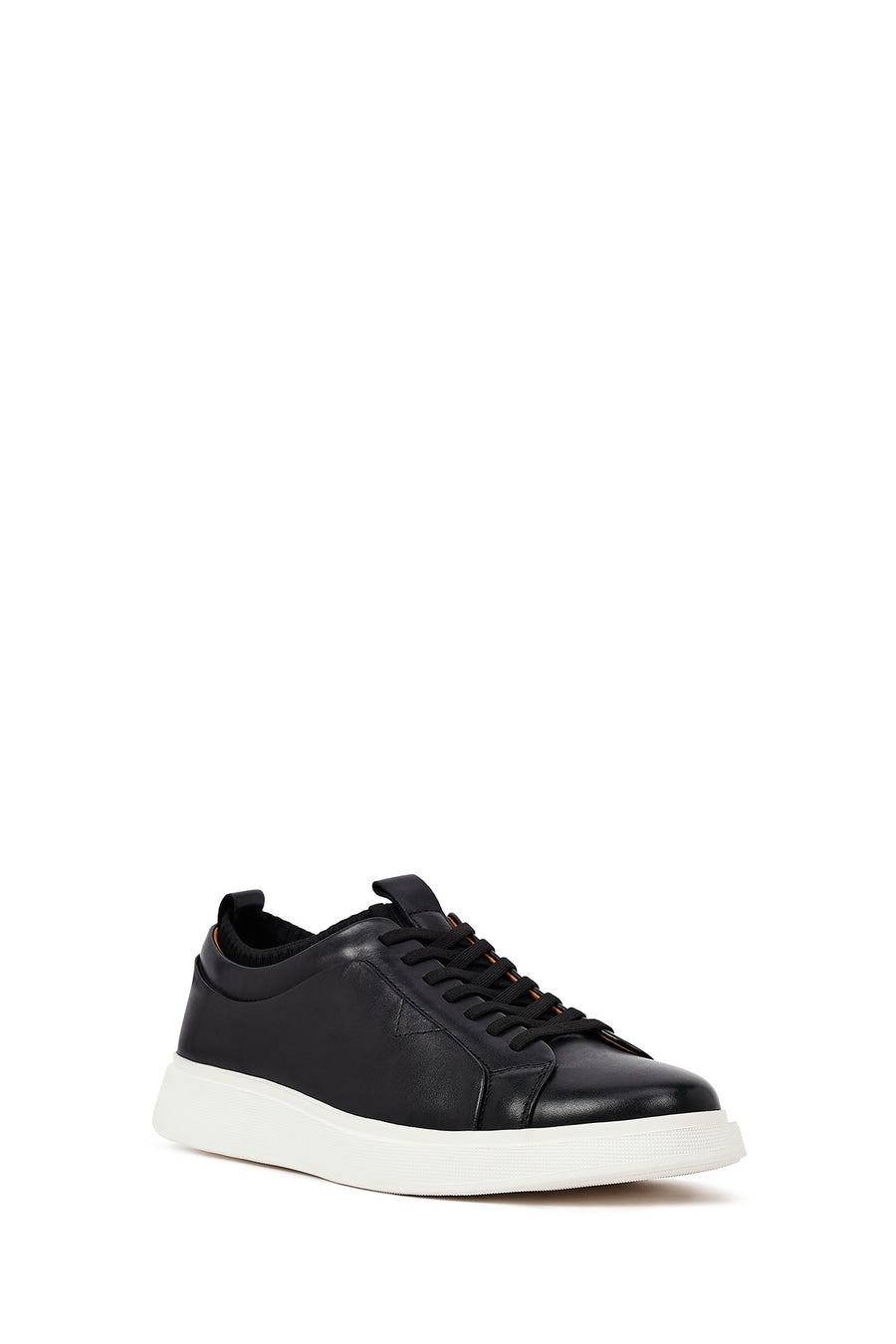 Erkek Siyah Bağcıklı Kalın Tabanlı Deri Sneaker