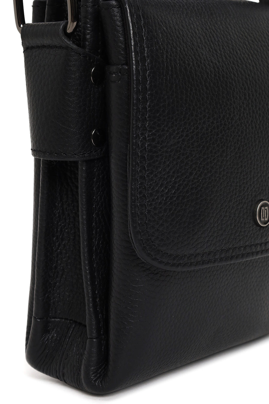 Male Black Leather Messenger Bag