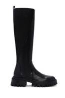 Women's Black Zippered Leather Boots | Derimod