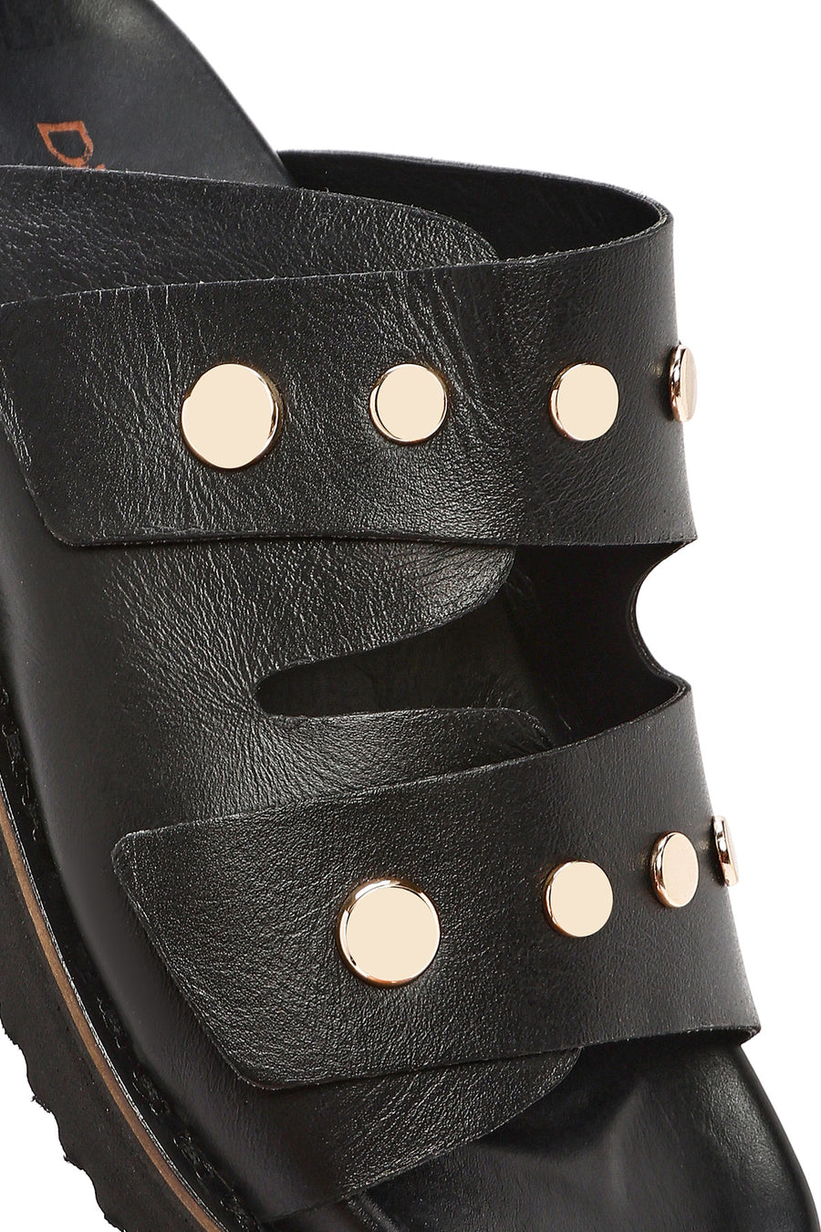 Women's Black Metal Detailed Leather Slippers