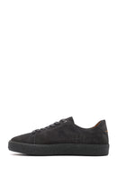 Men's Grey Lace-Up Thick-Sole Suede Leather Sneakers | Derimod