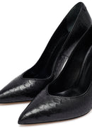 Women's Black Patterned High Thin Heel Leather Stiletto | Derimod