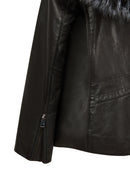 Audrey Woman Black Hooded Fur Leather Coats | Derimod