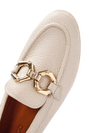 Women's Cream Leather Masculine Loafer | Derimod