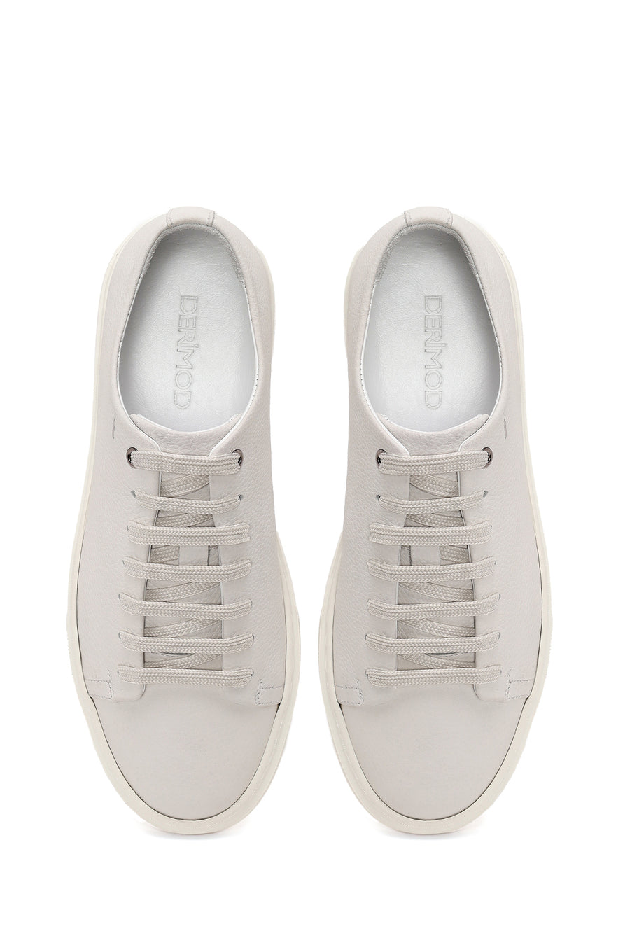 Erkek Beyaz Bağcıklı Deri Sneaker