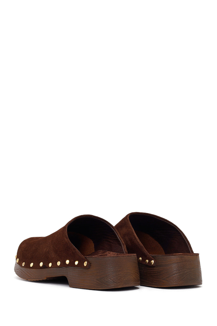 Women's Brown Platform Suede Leather Slippers