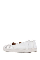 Women's White Leather Comfort Loafer | Derimod