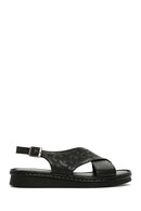 Women's Black Ankle Strap Leather Sandals | Derimod