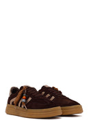 Woman Brown Lace-Up Charm Suede Leather Sneaker | Derimod