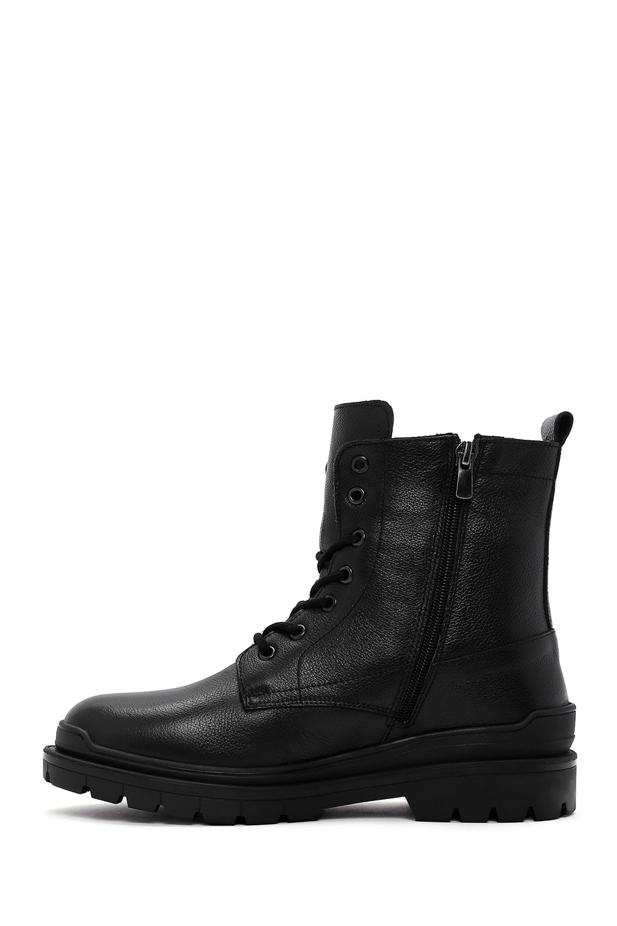 Men's Black Zippered Casual Leather Boots