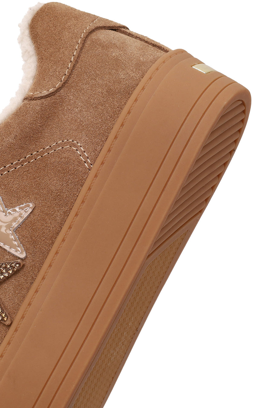 Kadın Camel Bağcıklı Kalın Tabanlı Süet Deri Teddy Sneaker