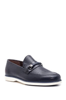 Erkek Lacivert Deri Delikli Casual Loafer | Derimod