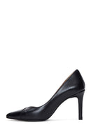 Women's Black Thin Heeled Leather Stiletto | Derimod