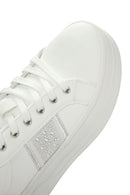 Women's White Thick Soled Stone Sneaker | Derimod