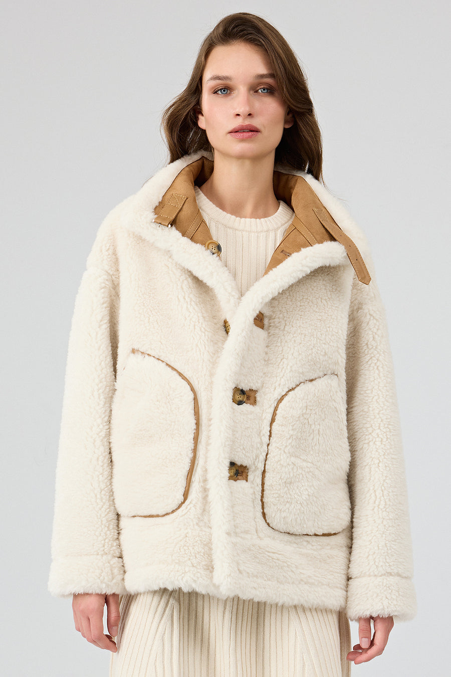 Oslo Woman Camel Double-Sided Teddy Coat