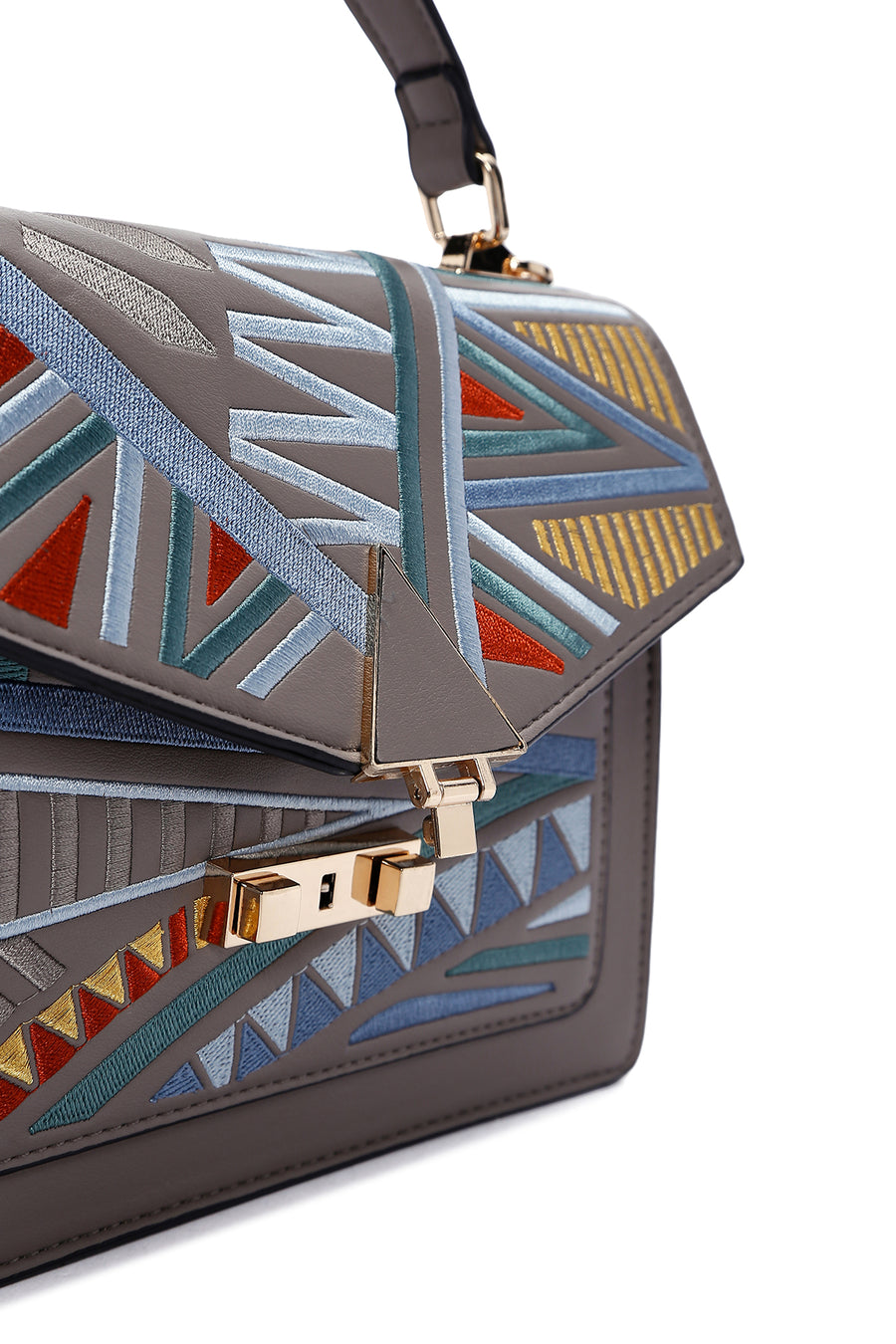 Women's Anthracite Long Strap Printed Handbag