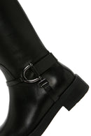 Women's Black Zippered Leather Boots | Derimod