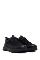Male Black Lace-Up Thick-Soled Leather Casual Sneaker | Derimod