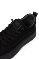 Erkek Siyah Bağcıklı Kalın Tabanlı Nubuk Deri Sneaker | Derimod