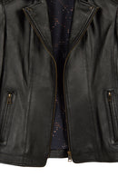 Martha Woman Black Short Leather Jacket | Derimod