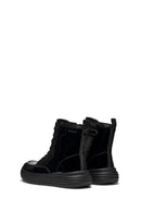 Geox Girls Black Phaolae Lace-Up Zipper Detailed Leather Combat Boots | Derimod