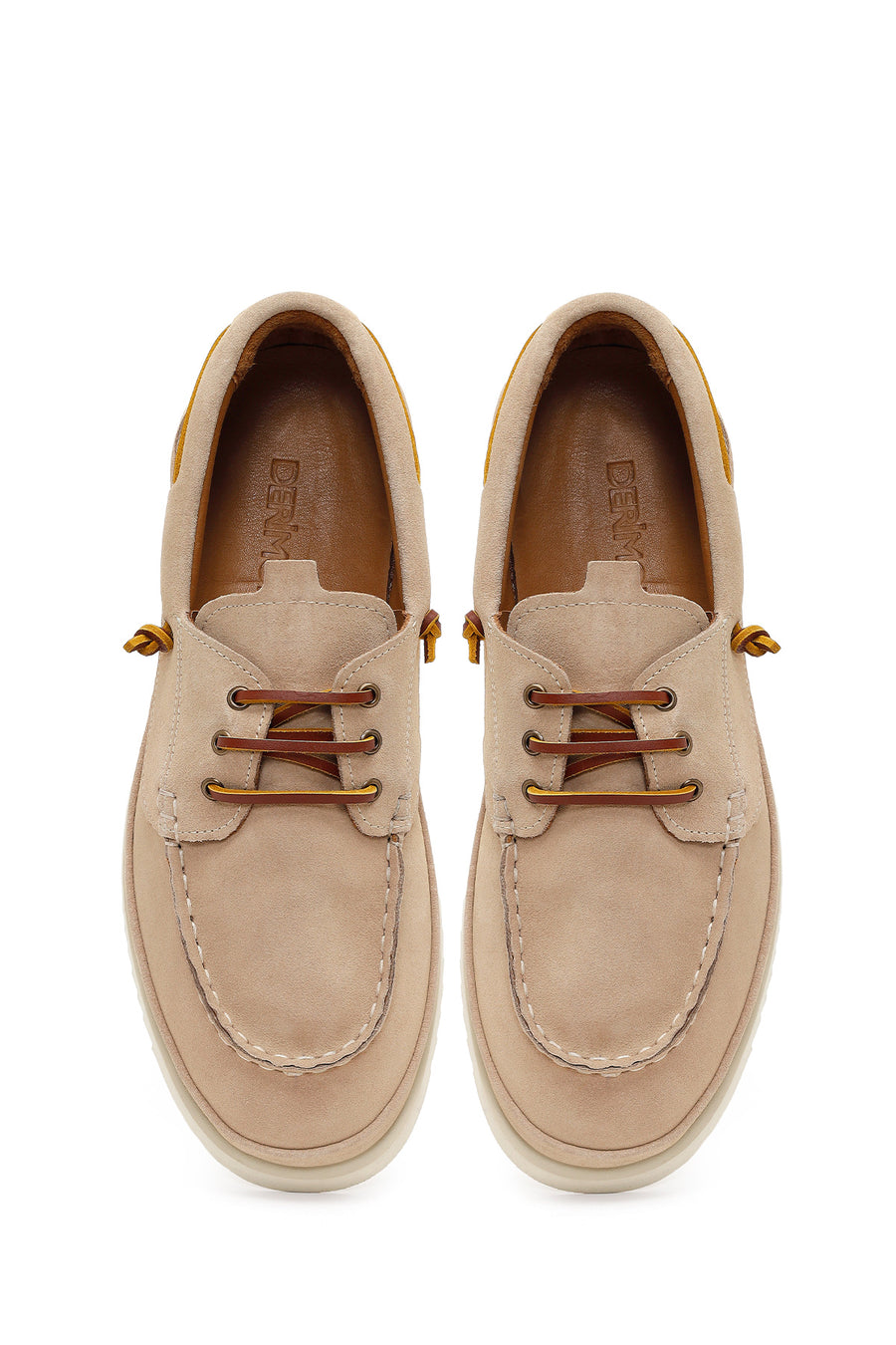 Men's Beige Lace-up Suede Leather Casual Shoes