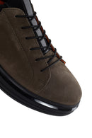 Men's Khaki Nubuck Leather Casual Sneaker | Derimod