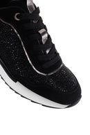 Women's Black Thick Soled Stone Sneaker | Derimod