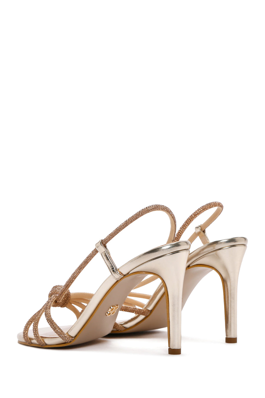 Women's Gold Stone Thin Heel Sandals