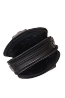 Male Black Leather Mini Crossbody Bag | Derimod