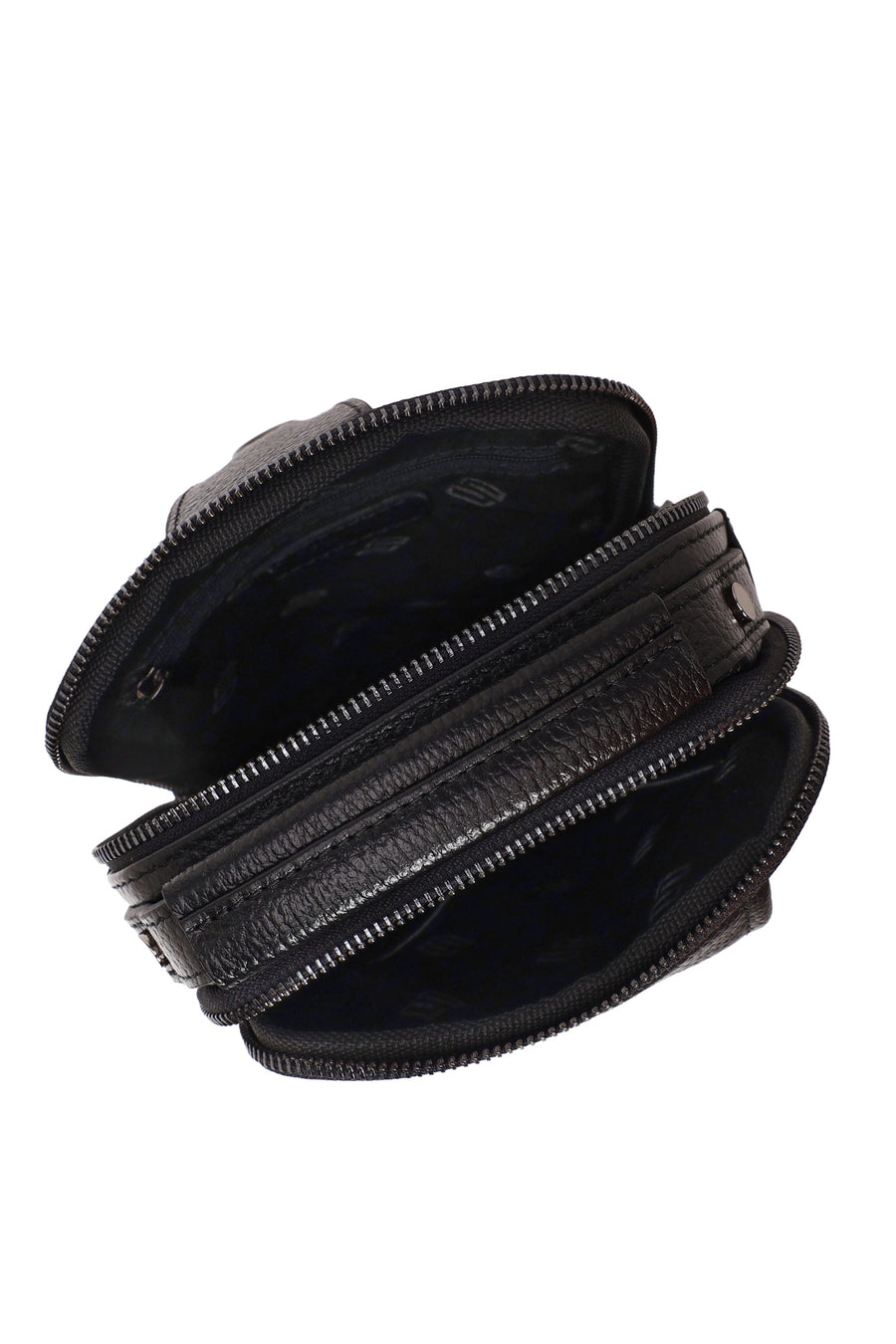 Male Black Leather Mini Crossbody Bag