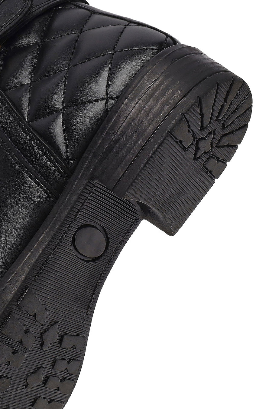 Woman Black Zip Closure Buckled Boots