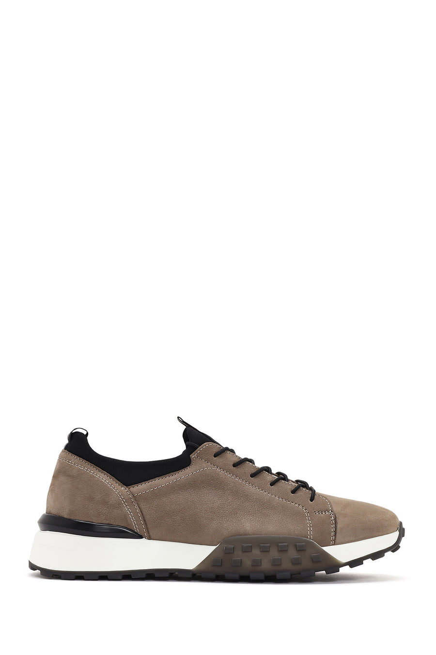Erkek Bej Kalın Tabanlı Bağcıklı Deri Casual Sneaker 24SFD637118 | Derimod