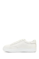 Men's White Lace-Up Thick-Soled Leather Sneaker | Derimod